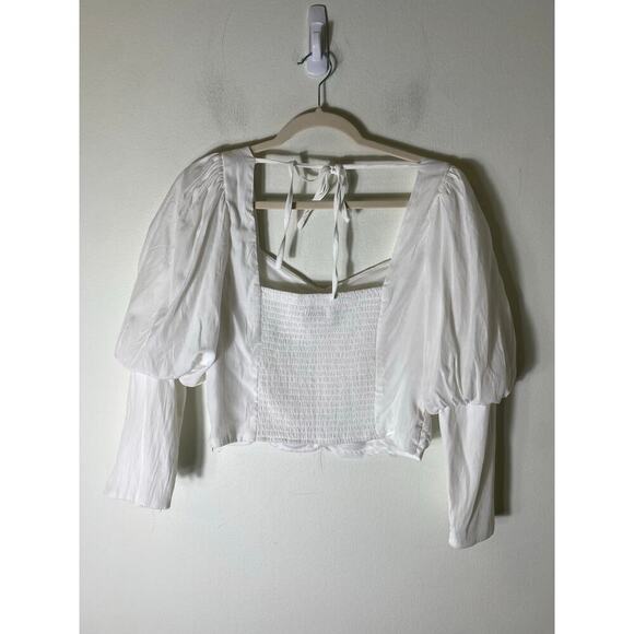 Do+BE White Peasant Top Sz L - Picture 2 of 3